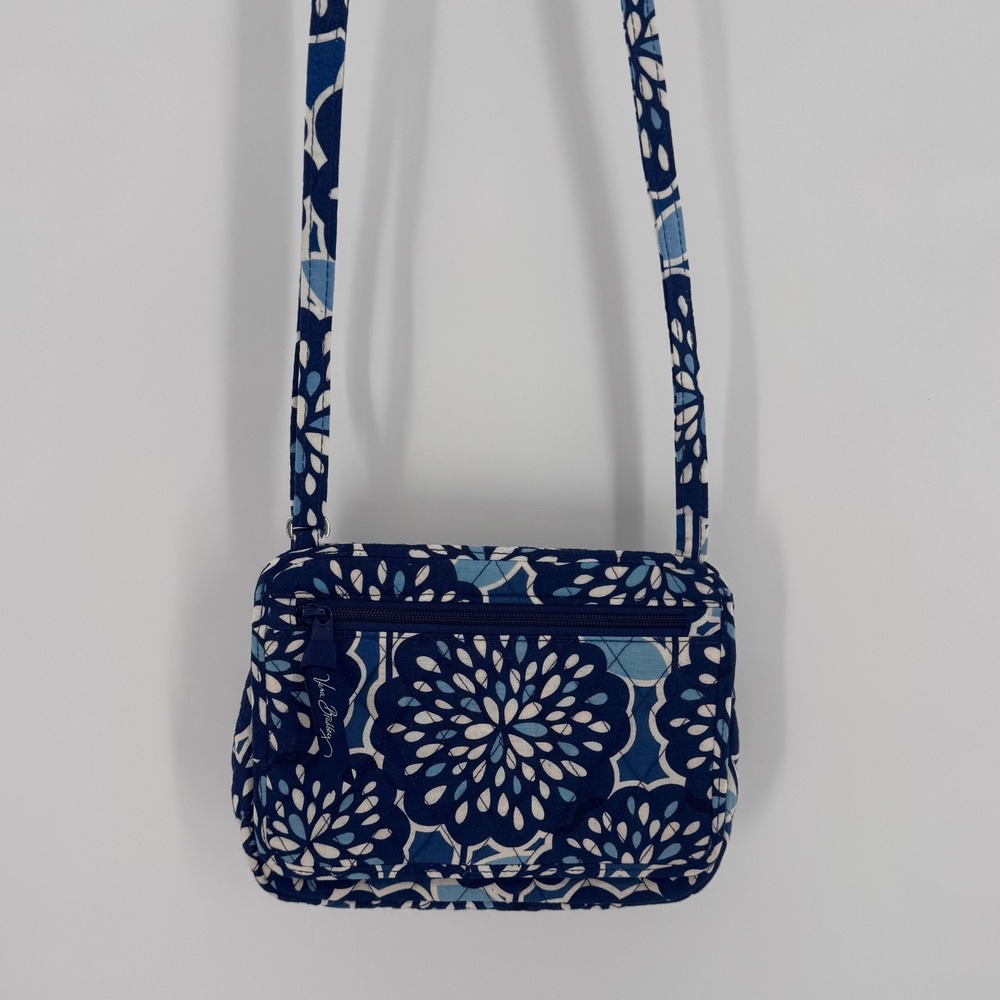 Vera Bradley Petal Smash Blue Floral Quilted Cotton Crossbody Bag Small Shoulder